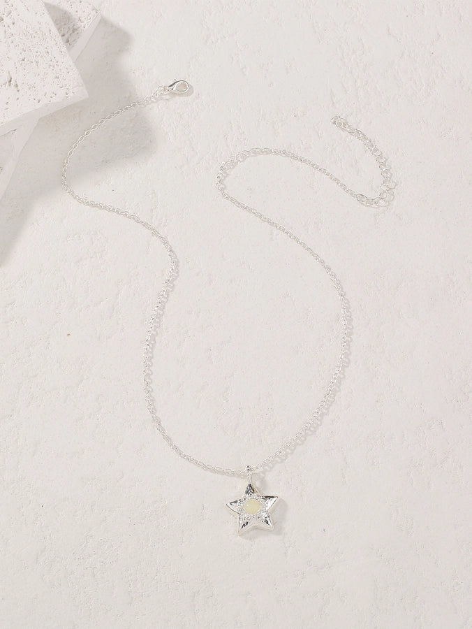 Novelty Simple Style Streetwear Star Moon Heart Shape Zinc alloy  Pendant Necklace