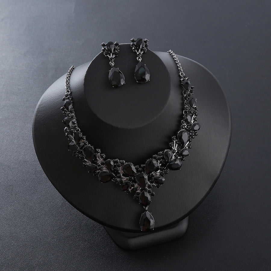 Elegant Water Droplets Alloy Inlay Zircon Women's Jewelry Set