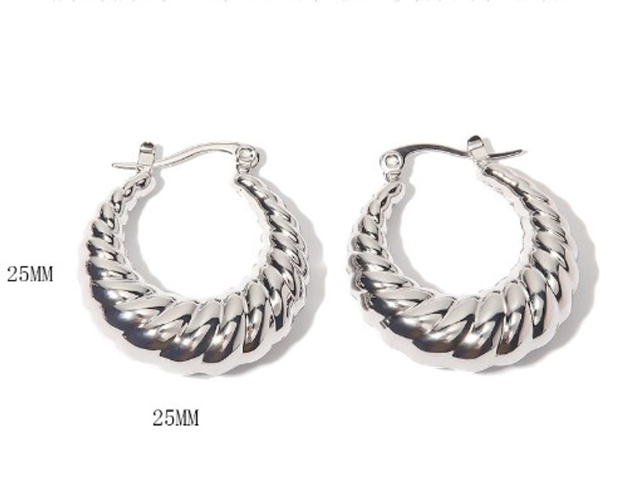 1 pair retro french style c shape u shape water droplets plating stainless steel 18k gold plated earrings