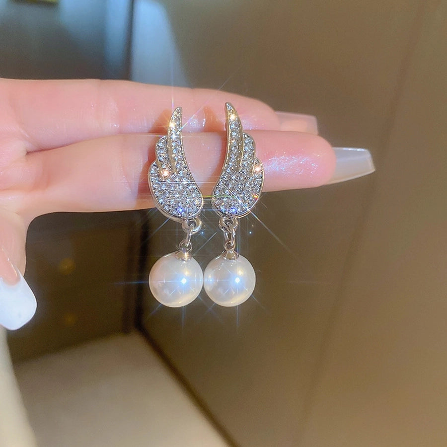 1 pair elegant sweet flower plating inlay alloy rhinestones drop earrings