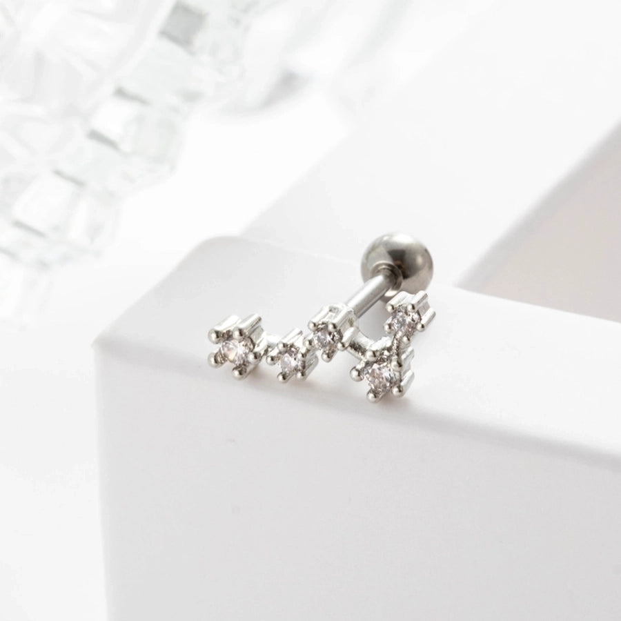 1 Piece Ear Cartilage Rings & Studs Geometric 316L Stainless Steel  Copper Inlaid Zircon