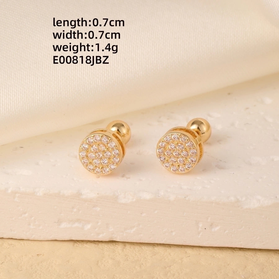 1 Pair Elegant Simple Style Geometric Heart Shape Butterfly Inlay 304 Stainless Steel Copper Zircon Gold Plated Ear Studs