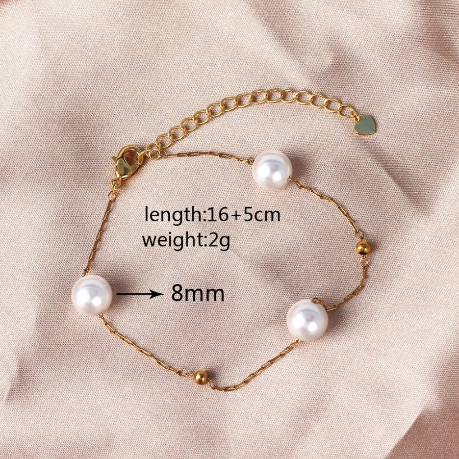 Copper 18K Gold Plated Beaded Geometric Bracelets Necklace