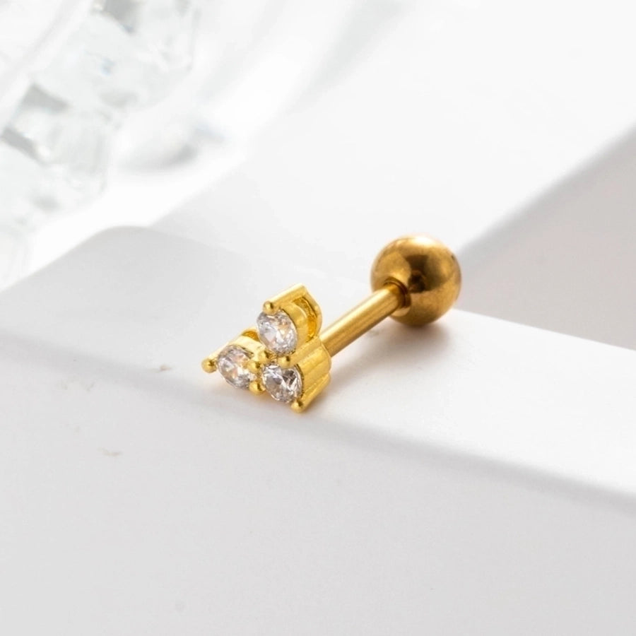 1 Piece Ear Cartilage Rings & Studs Geometric 316L Stainless Steel  Copper Inlaid Zircon