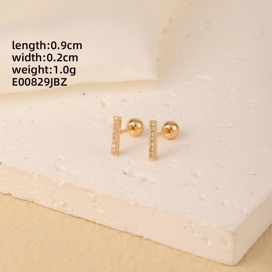 1 Pair Elegant Simple Style Geometric Heart Shape Butterfly Inlay 304 Stainless Steel Copper Zircon Gold Plated Ear Studs