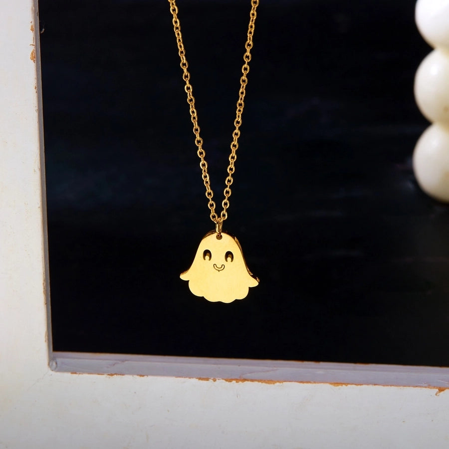 New Halloween Element Titanium Steel Necklace Pumpkin Head Ghost Ornament Fashion  Witch Design Sense Ornament Necklace