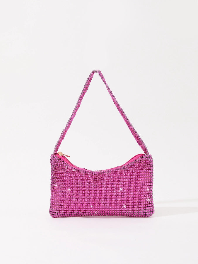 women's plastic solid color classic style square zipper shoulder bag