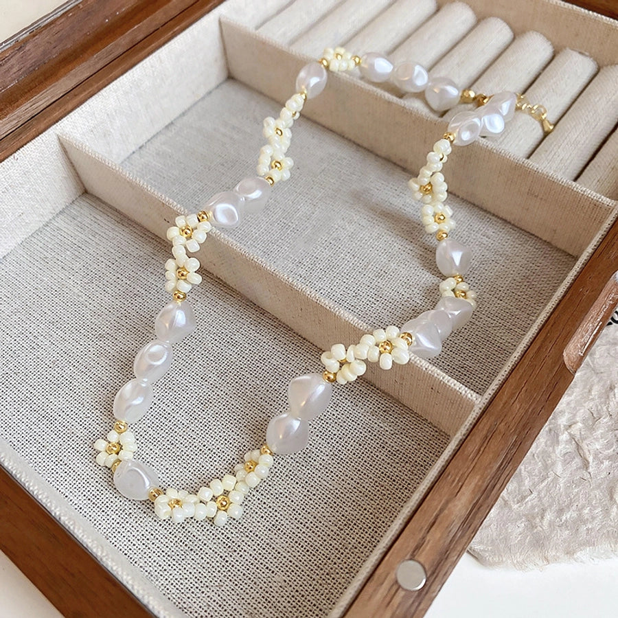 natural stone Freshwater Pearl Simple Style Beaded Geometric Necklace