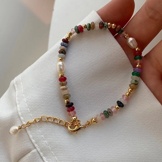 Cute Sweet Colorful 304 Stainless Steel Natural Pearl natural stone Bracelets In Bulk