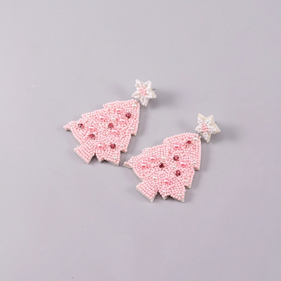 simple style classic style christmas tree inlay plastic cloth glass rhinestones silver plated drop earrings
