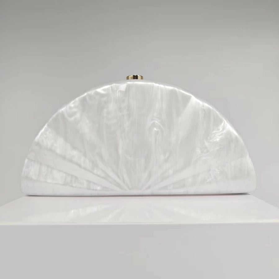 Coffee Green White Arylic Solid Color Semicircle Evening Bags