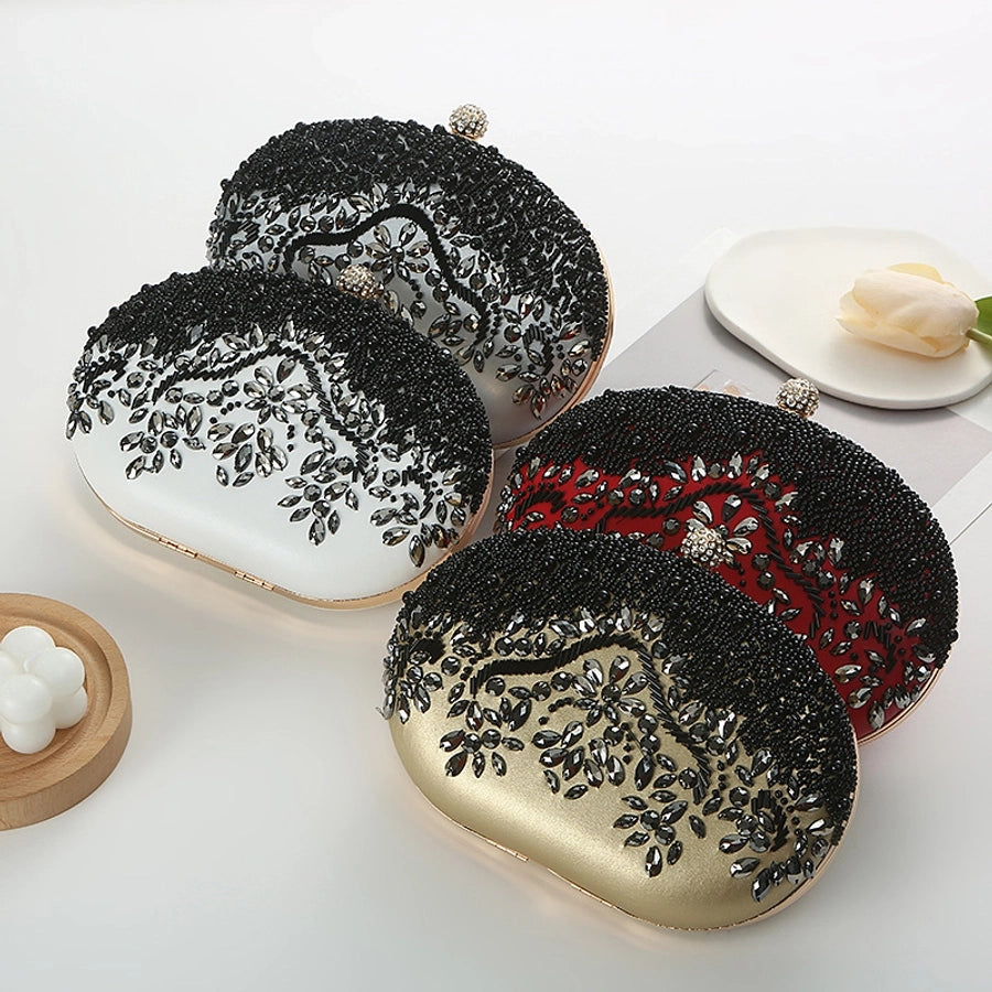 Women's ABS PC Color Block Elegant Oval Lock clasp Dome Bag