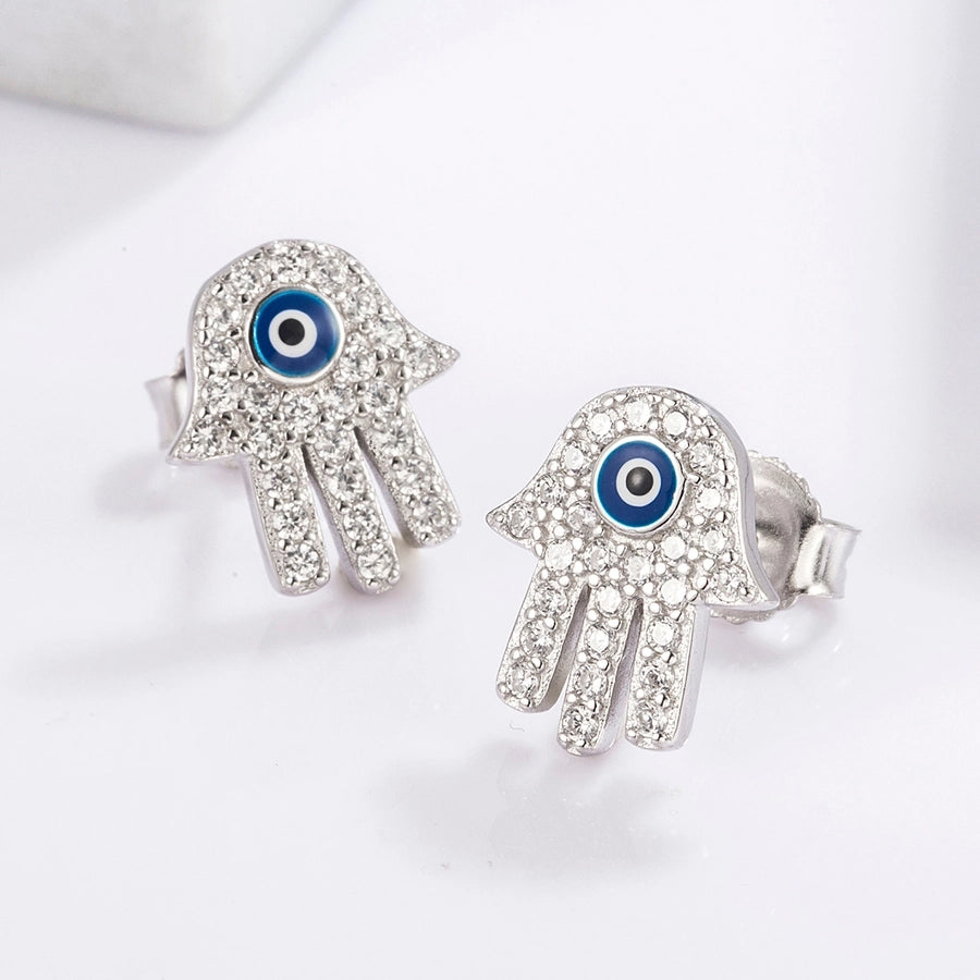 1 Piece Classical Funny Eye Octopus Plating Inlay Sterling Silver Zircon White Gold Plated Ear Studs
