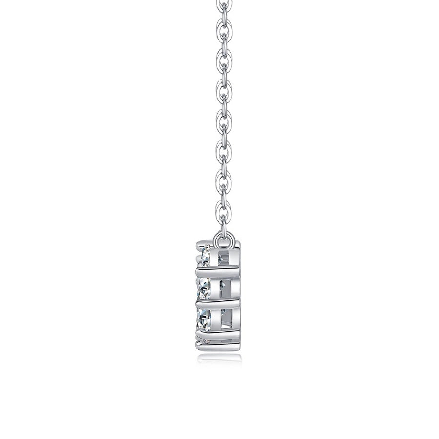 lady solid color sterling silver inlay moissanite necklace