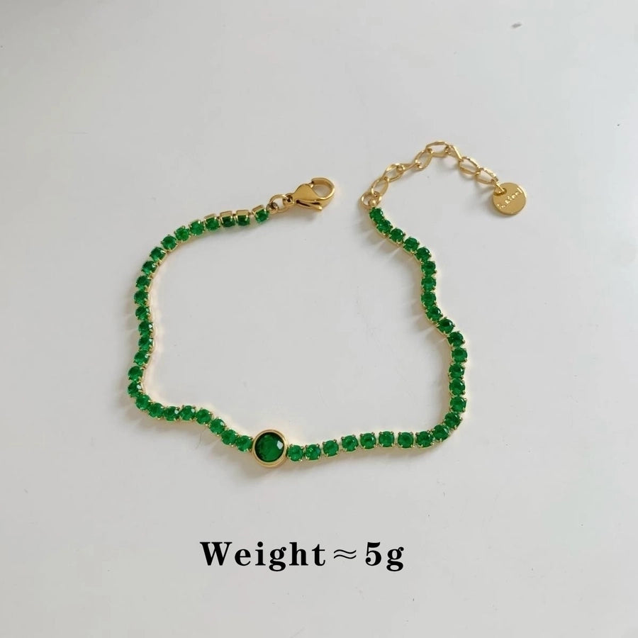 Elegant Modern Style Geometric 304 Stainless Steel 16K Gold Plated White Gold Plated Gold Plated Zircon Bracelets In Bulk