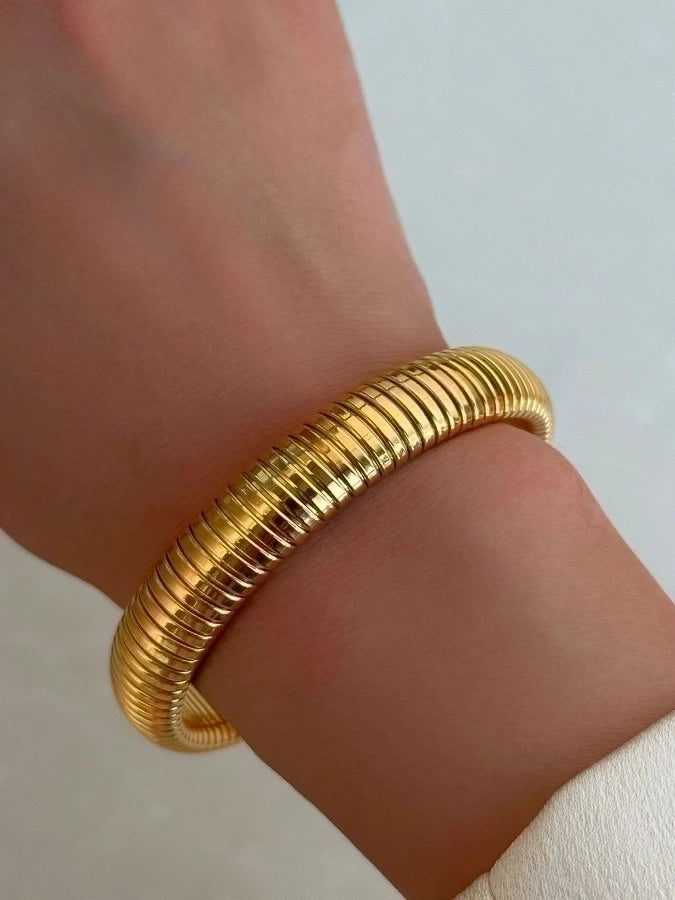 IG Style Basic Solid Color 304 Stainless Steel 18K Gold Plated Bangle In Bulk