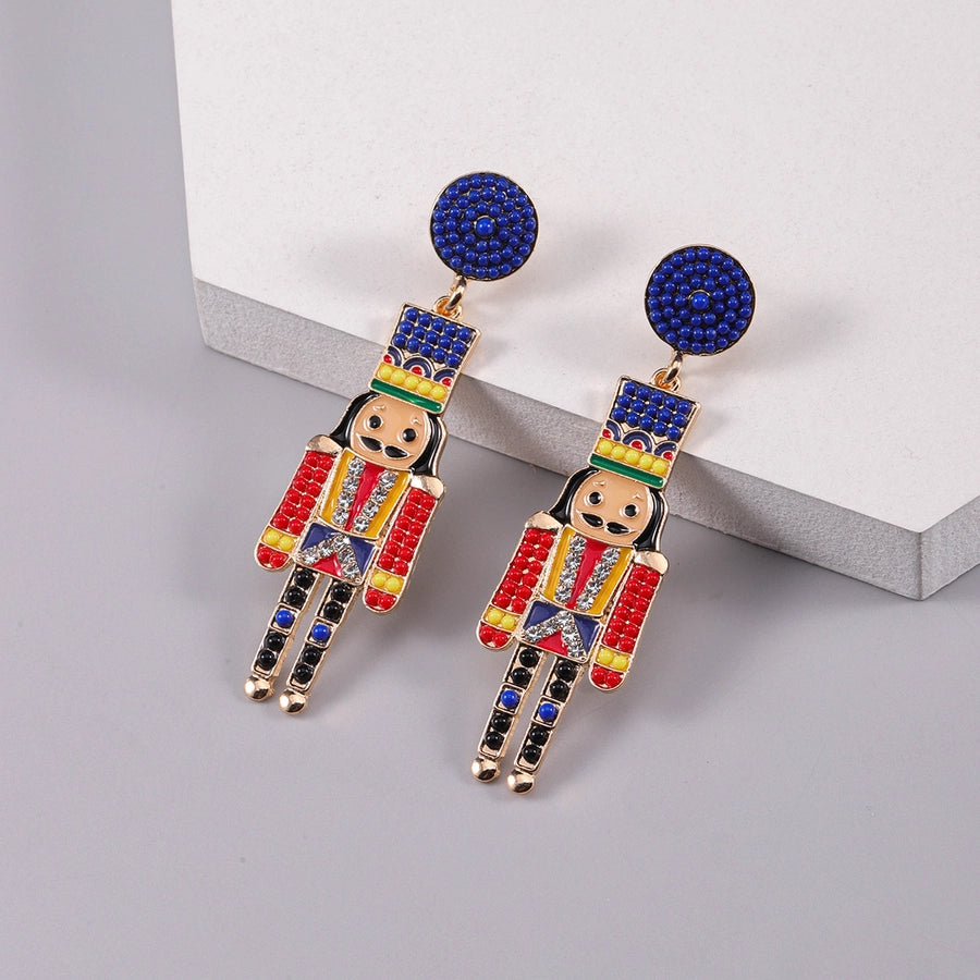 1 piece vintage style christmas tree enamel plating inlay alloy plastic glass glass pearl gold plated silver plated drop earrings