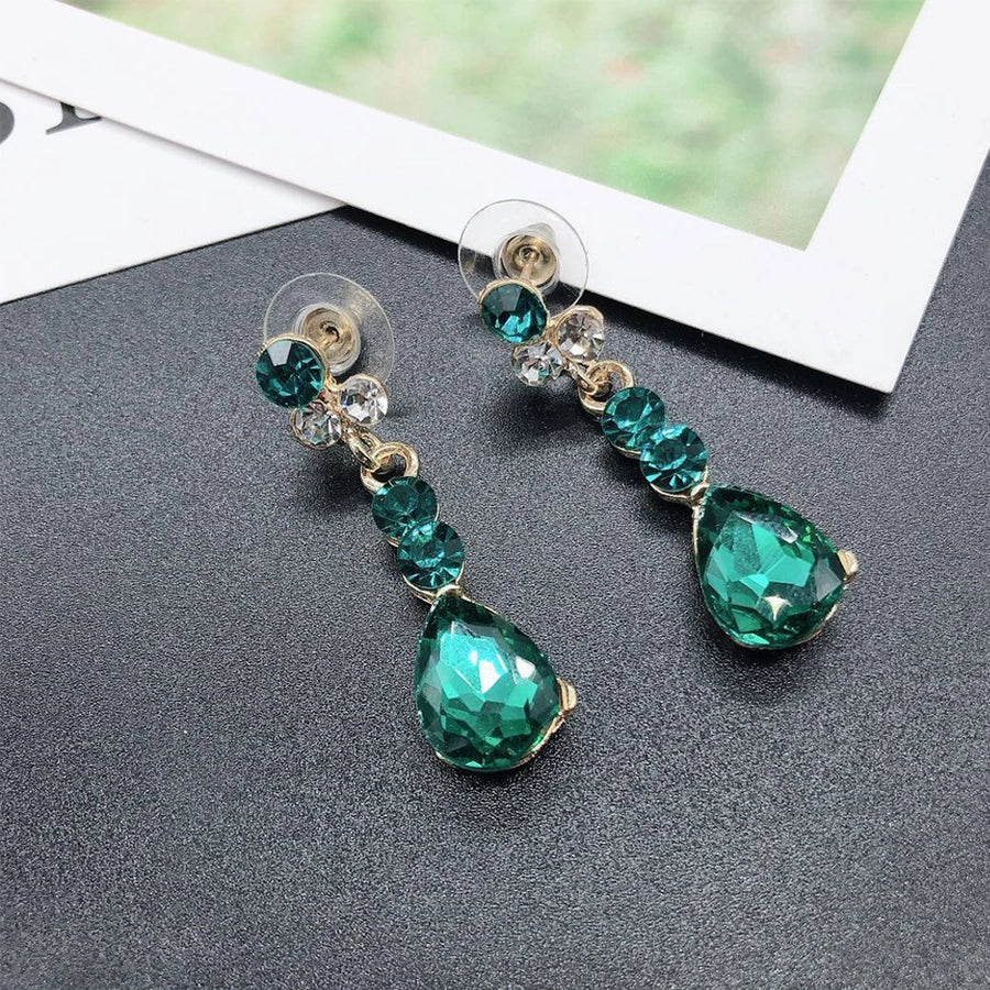 Shiny Round Water Droplets Alloy Plating Inlay Rhinestones Women's Jewelry Set