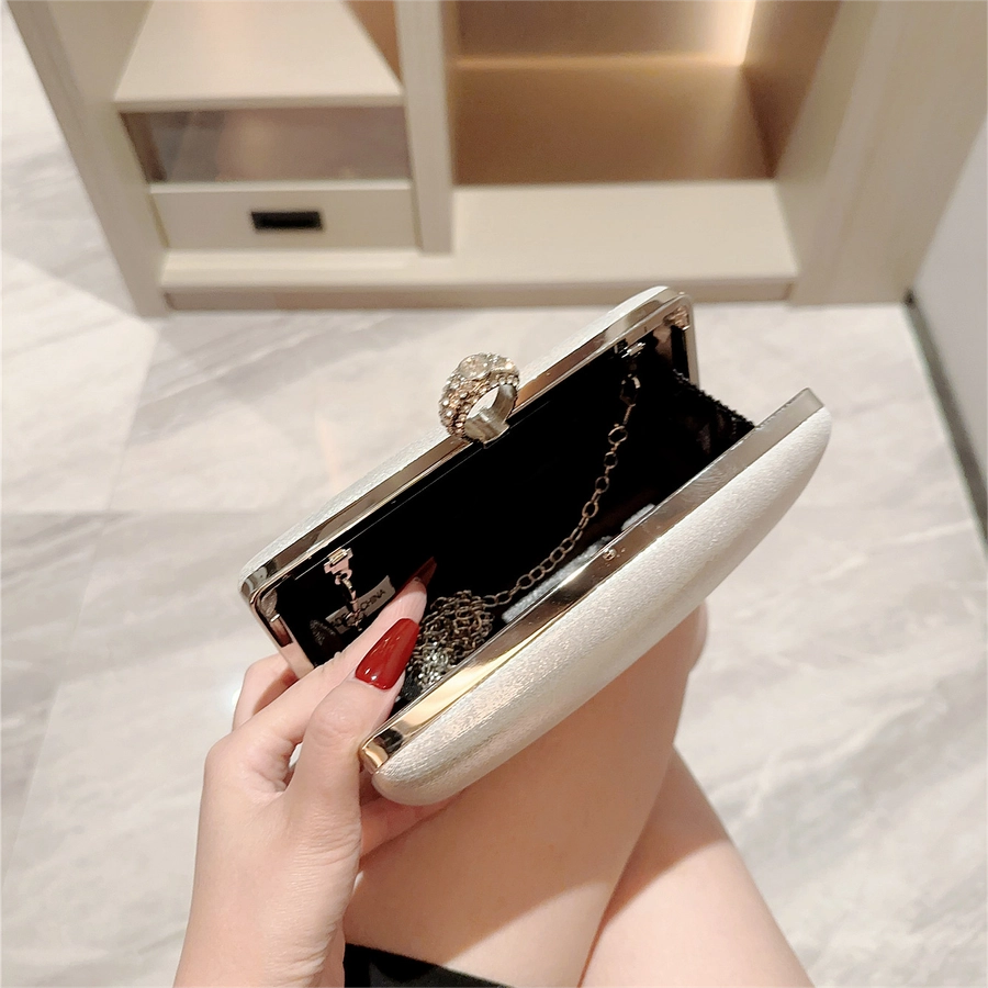 Gold Silver Pu Leather Solid Color Square Evening Bags