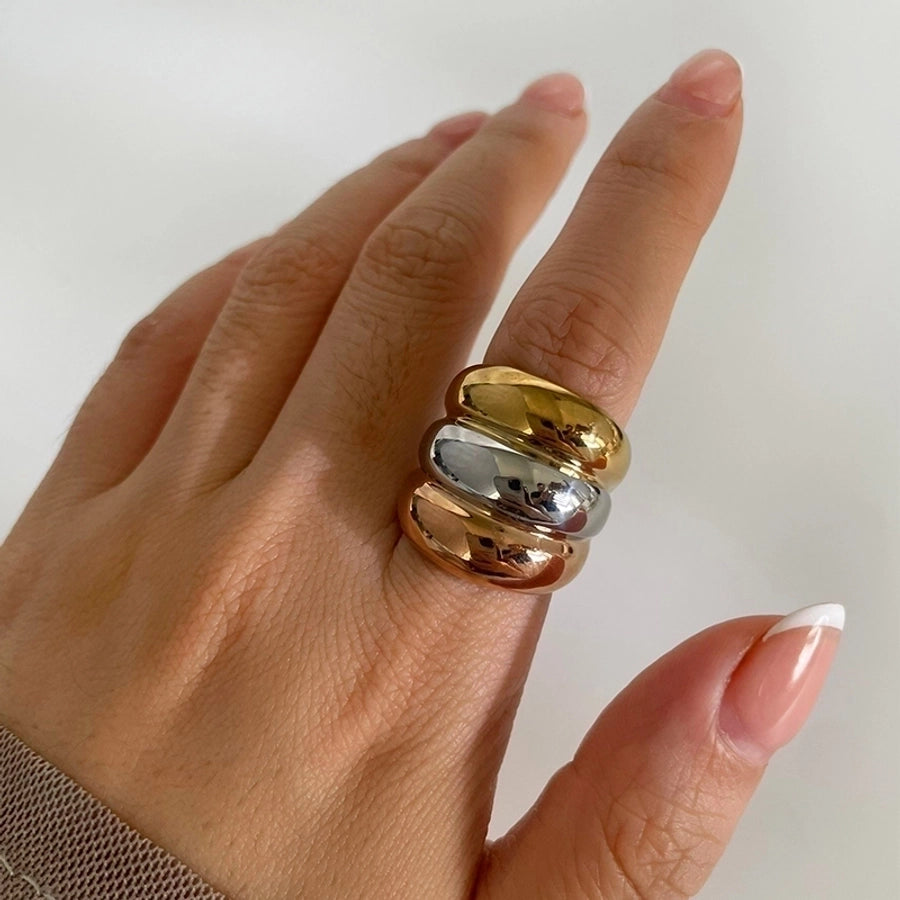 Jewelry Nordic Style Exaggerated Color Block 316 Stainless Steel  18K Gold Plated Irregular Rings