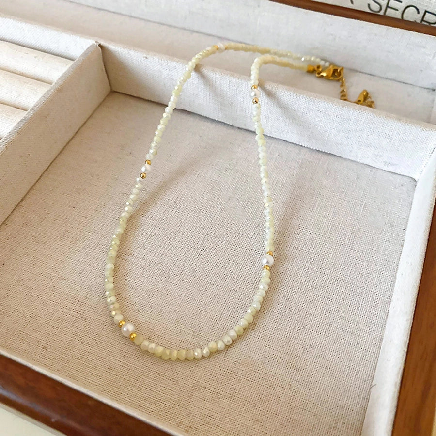 natural stone Freshwater Pearl Simple Style Beaded Geometric Necklace