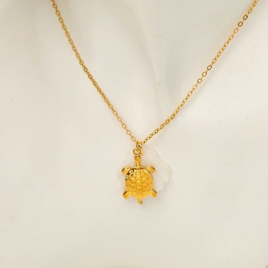 Vacation Marine Style Beach Starfish Dolphin Shell 18K Gold Plated Shell Titanium Steel  Pendant Necklace