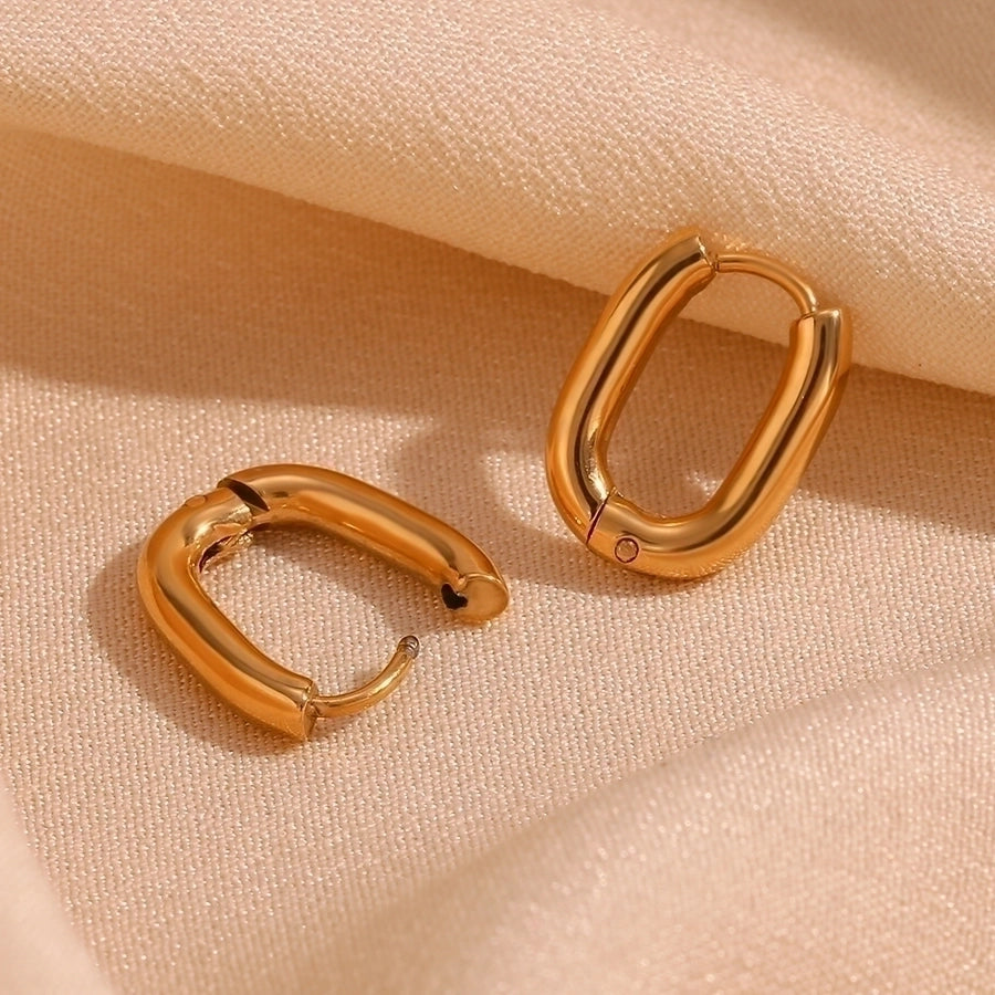 1 Pair Simple Style Solid Color Plating 304 Stainless Steel 18K Gold Plated Earrings
