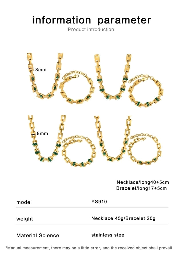 Jewelry Simple Style Classic Style Solid Color 304 Stainless Steel Rhinestones 18K Gold Plated Plating Inlay Jewelry Set