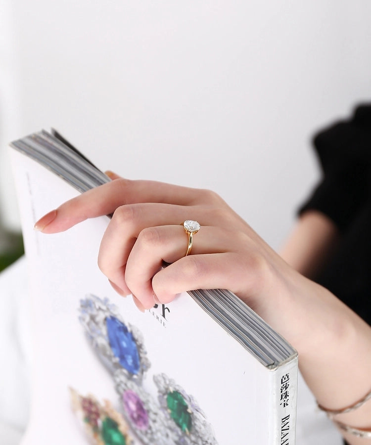 simple style commute oval sterling silver inlay zircon rings