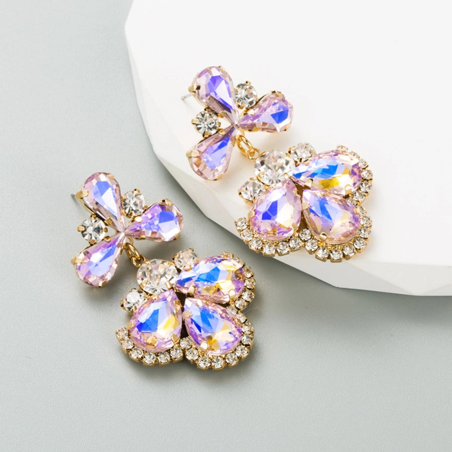 fashion geometric alloy rhinestones women's earrings 1 pair