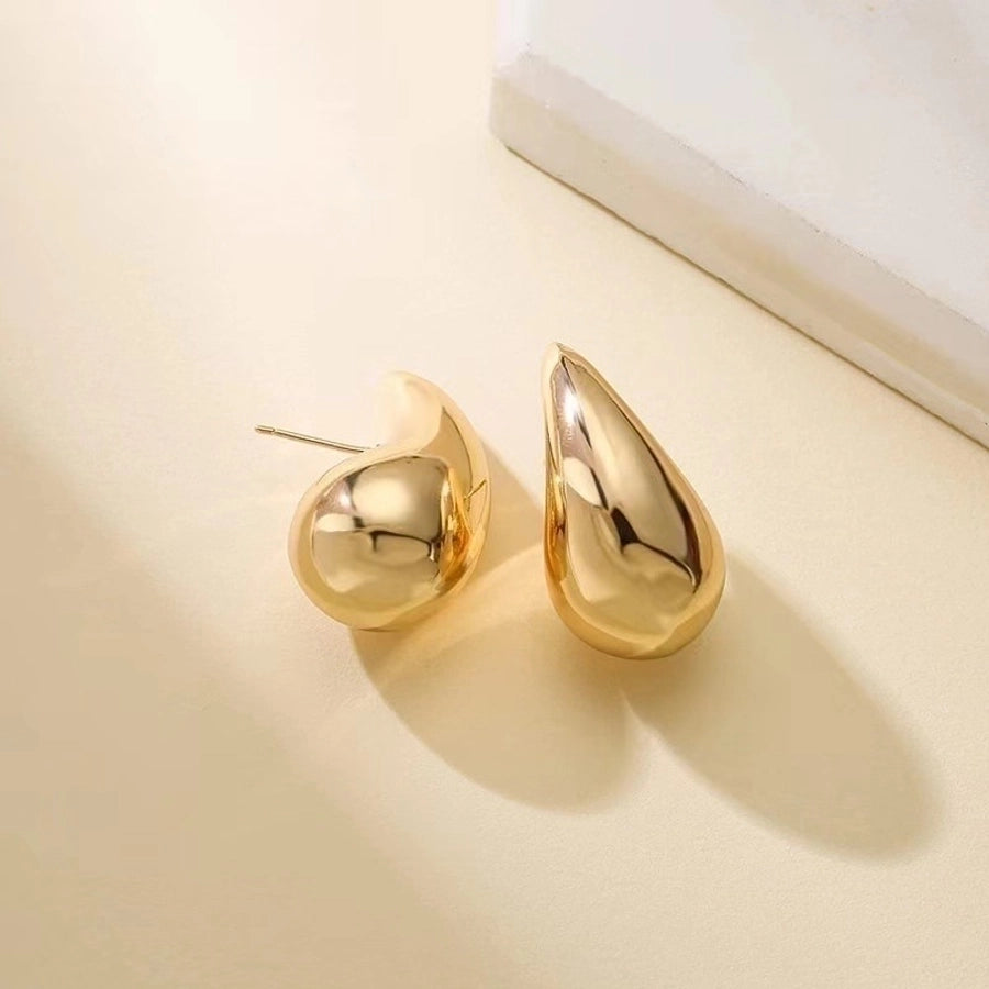 1 Pair Simple Style Water Droplets Plating 304 Stainless Steel 18K Gold Plated Ear Studs