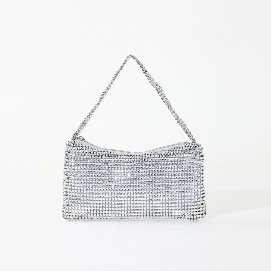 women's plastic solid color classic style square zipper shoulder bag