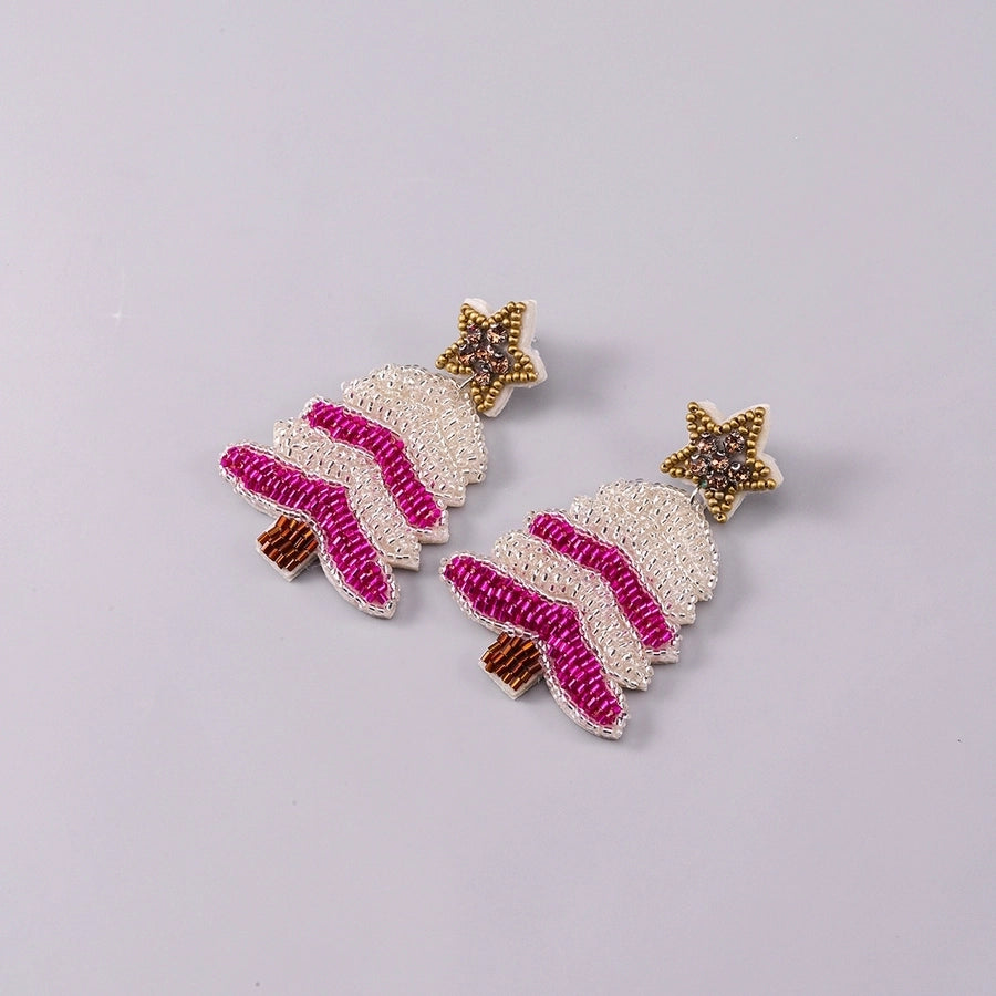 simple style classic style christmas tree inlay plastic cloth glass rhinestones silver plated drop earrings