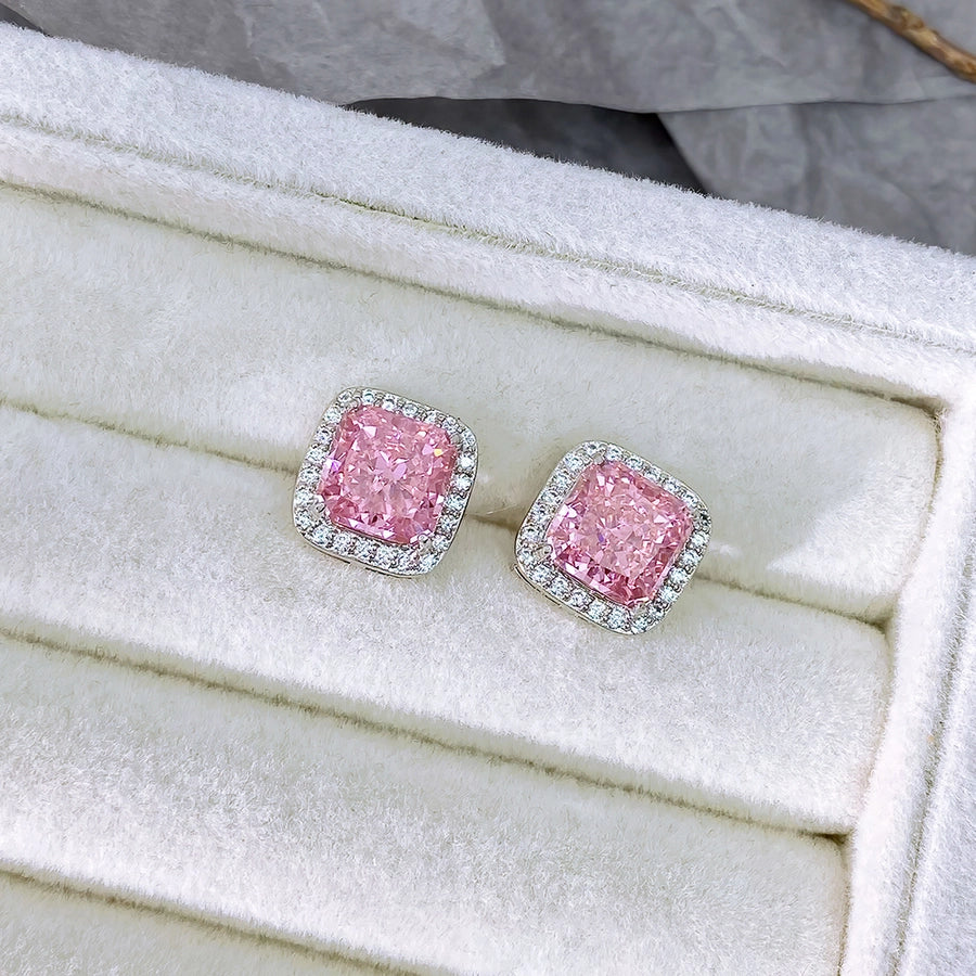 Foxi Cube Sugar Design 925 Sterling Silver Material Ice Flower Cut Zircon Women's Stud Earrings