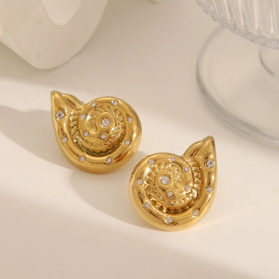 1 Pair Simple Style Classic Style Commute Conch Solid Color 304 Stainless Steel 18K Gold Plated Ear Studs