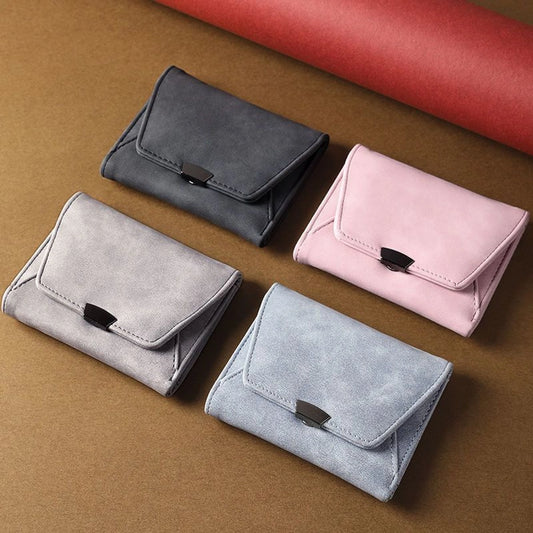 Short Small Wallet TikTok hot Women's Vintage Frosted Leather Niche Design Coin Purse Card Holder One Small Wallet