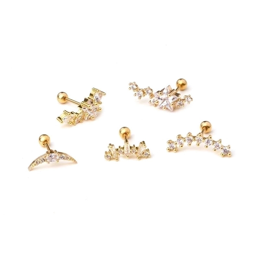 Ear Cartilage Rings & Studs Fashion Geometric 316L Stainless Steel  Copper Inlaid Zircon