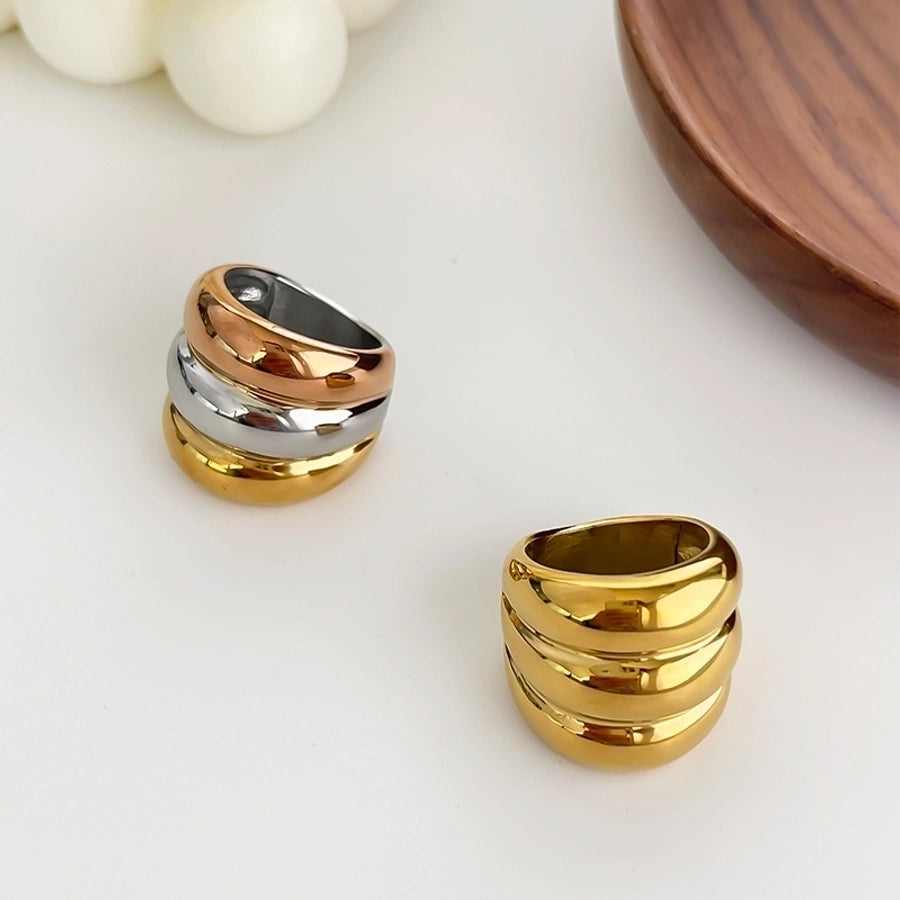 Jewelry Nordic Style Exaggerated Color Block 316 Stainless Steel  18K Gold Plated Irregular Rings