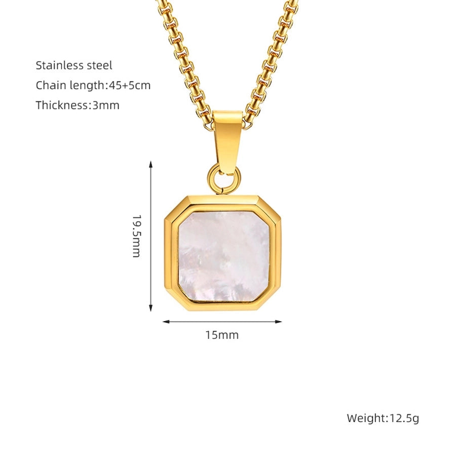 304 Stainless Steel Casual Simple Style Plating Geometric Natural Stone Pendant Necklace