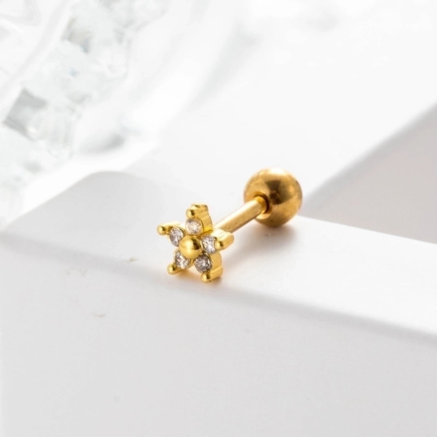 1 Piece Ear Cartilage Rings & Studs Geometric 316L Stainless Steel  Copper Inlaid Zircon