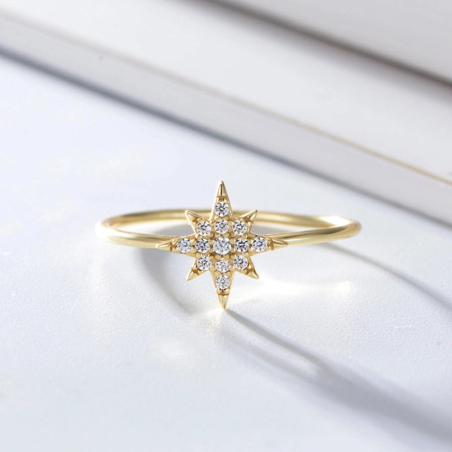 925 Sterling Silver Zircon Star Rings