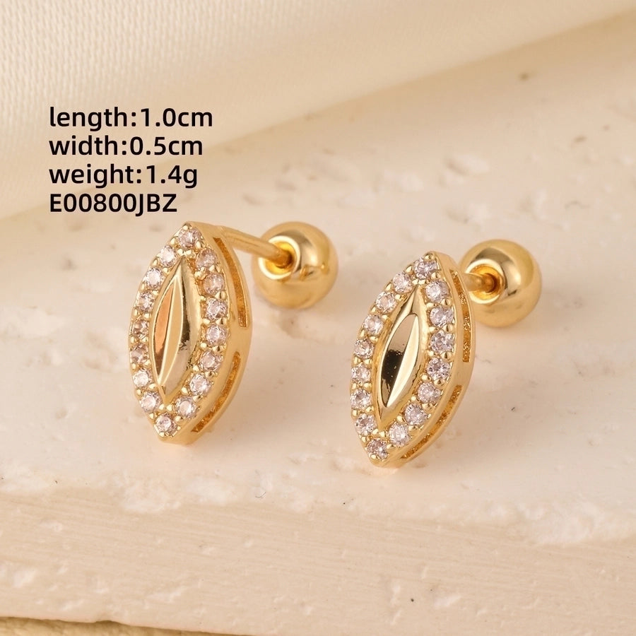 1 Pair Elegant Simple Style Geometric Heart Shape Butterfly Inlay 304 Stainless Steel Copper Zircon Gold Plated Ear Studs