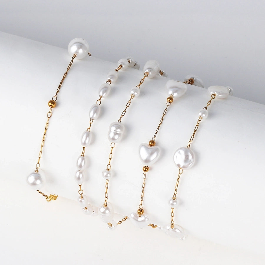 Copper 18K Gold Plated Beaded Geometric Bracelets Necklace