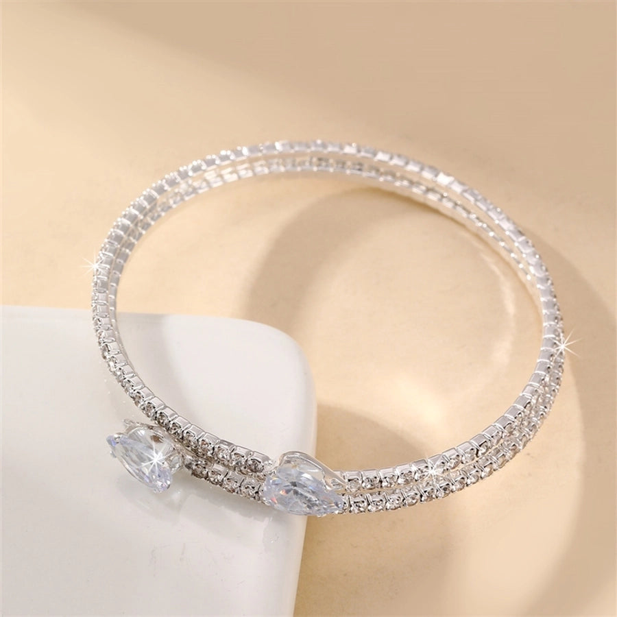 modern style simple style triangle water droplets bow knot artificial gemstones artificial pearl inlay rhinestones pearl women's bangle
