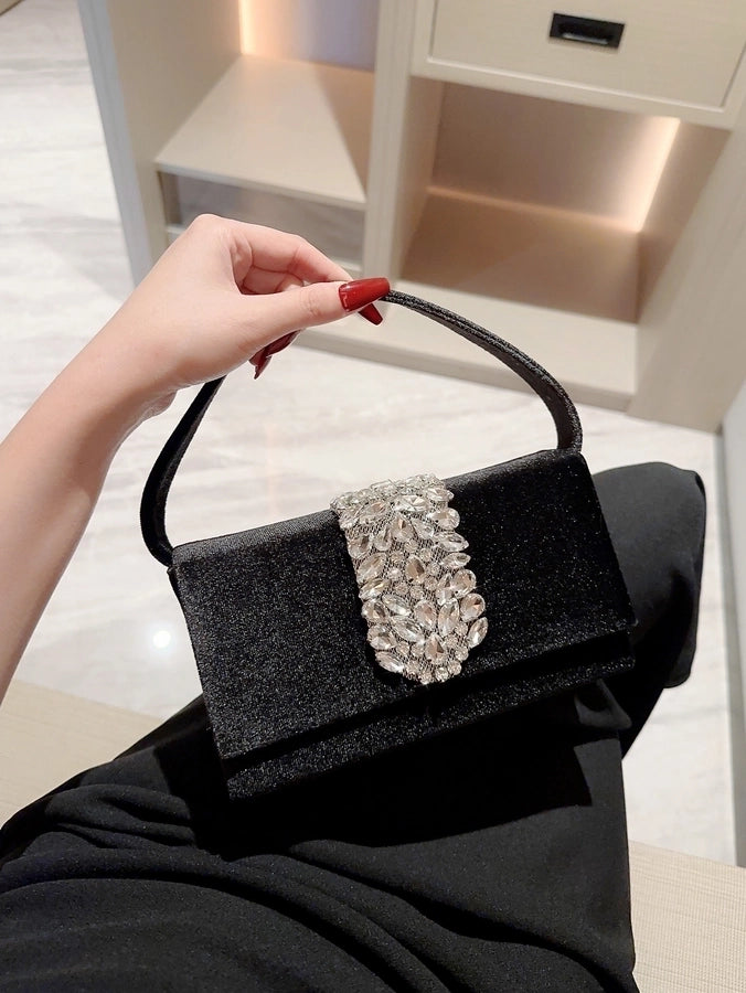 women's suede color block elegant classic style square buckle handbag evening bag
