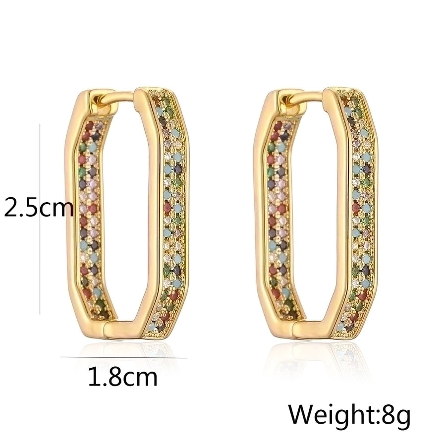 1 Pair Simple Style Commute Geometric Plating Inlay Copper Zircon Earrings