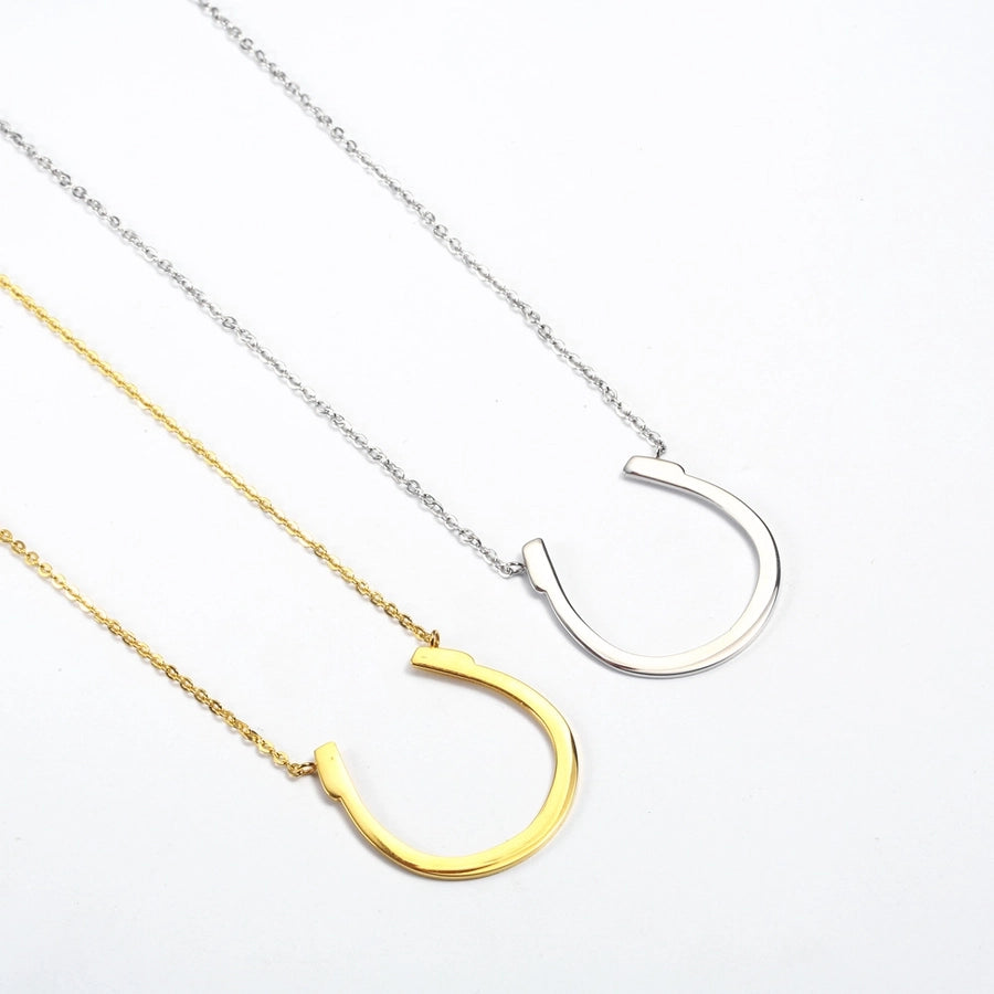 Jewelry Simple Style Solid Color 304 Stainless Steel 18K Gold Plated Plating Pendant Necklace