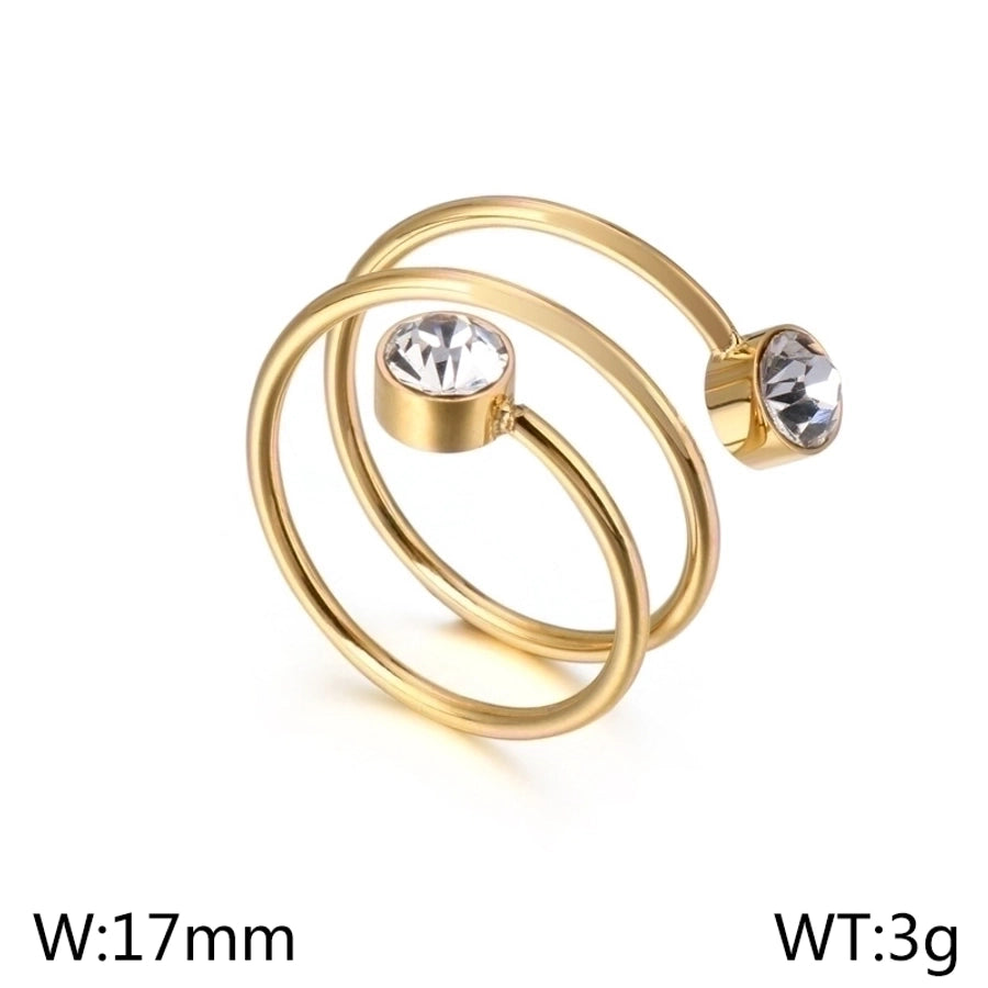 Jewelry Simple Style Geometric 304 Stainless Steel Zircon 18K Gold Plated Stainless Steel Rings