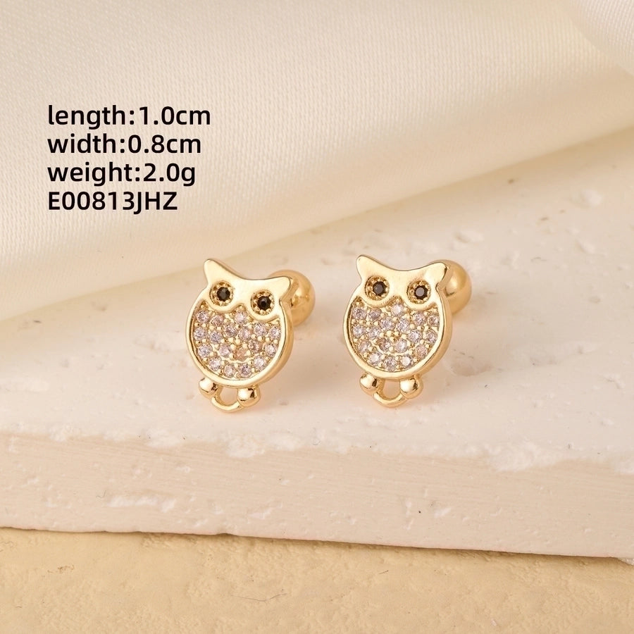 1 Pair Elegant Simple Style Geometric Heart Shape Butterfly Inlay 304 Stainless Steel Copper Zircon Gold Plated Ear Studs
