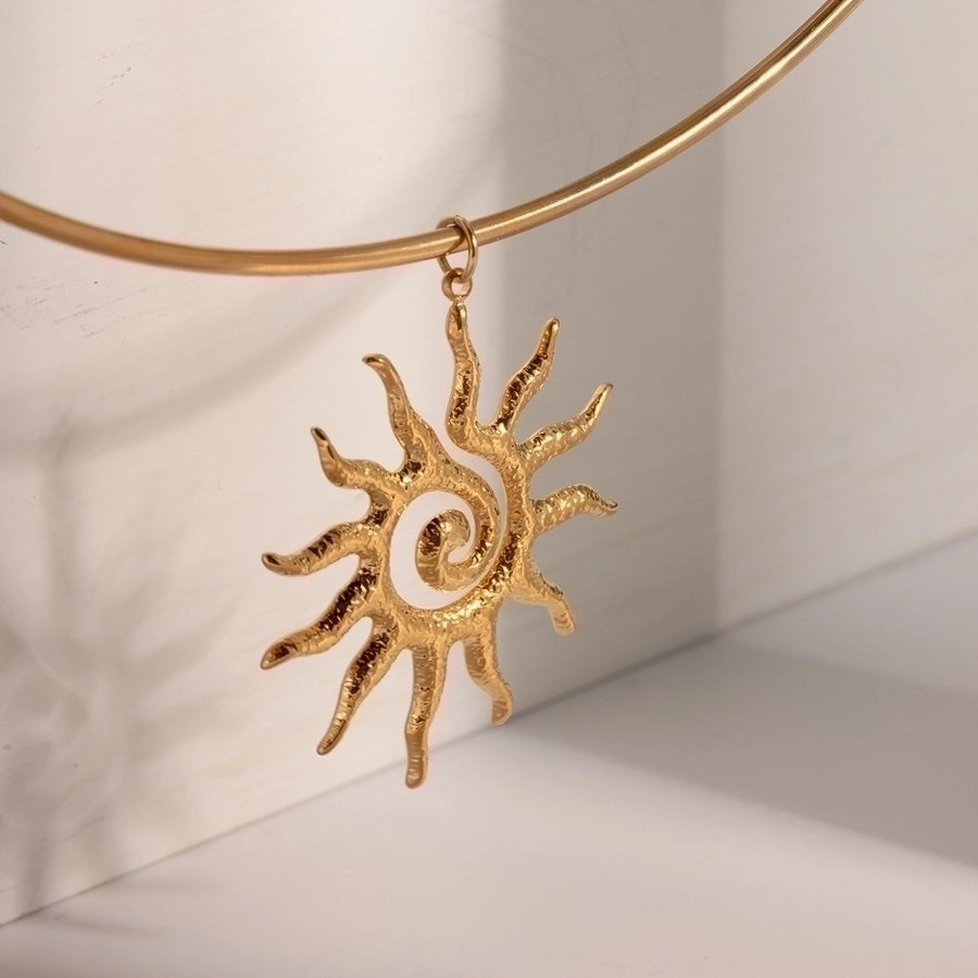 Jewelry IG Style Retro Sun 304 Stainless Steel Plating Earrings Necklace